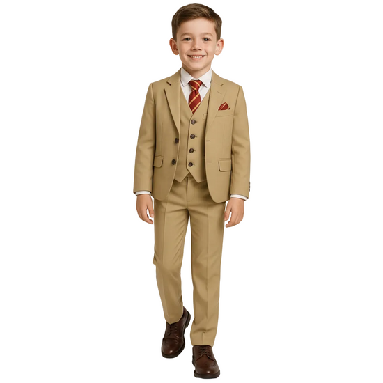 SUITLAB London Boys Beige 7 Piece Suit Set | Ages 2–14 | UK - QHA UK
