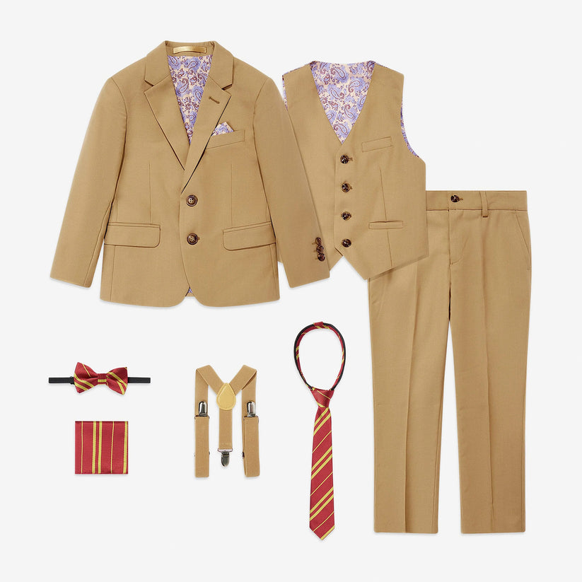 SUITLAB London Boys Beige 7 Piece Suit Set | Ages 2–14 | UK - QHA UK