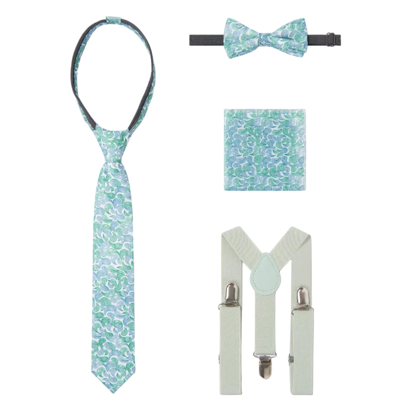 SUITLAB London Boys Sage Green 7 Piece Suit Set | Ages 2–14 | UK - Pattern Detail - QHA UK
