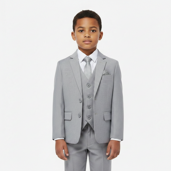 SUITLAB London Boys Light Grey 7 Piece Suit Set | Ages 2–14 | UK - QHA UK