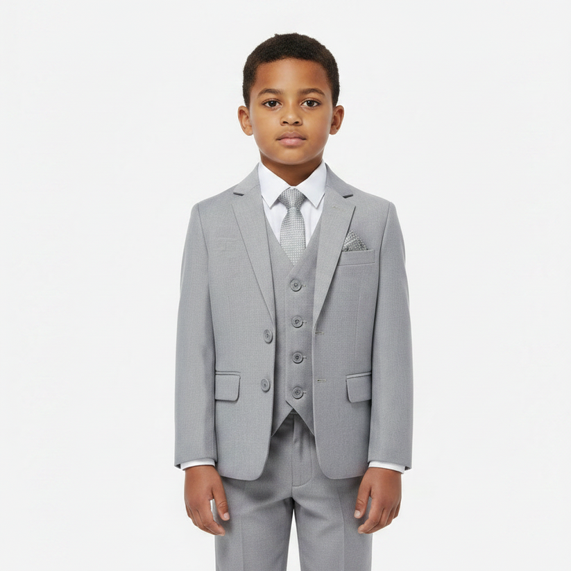 SUITLAB London Boys Light Grey 7 Piece Suit Set | Ages 2–14 | UK - QHA UK