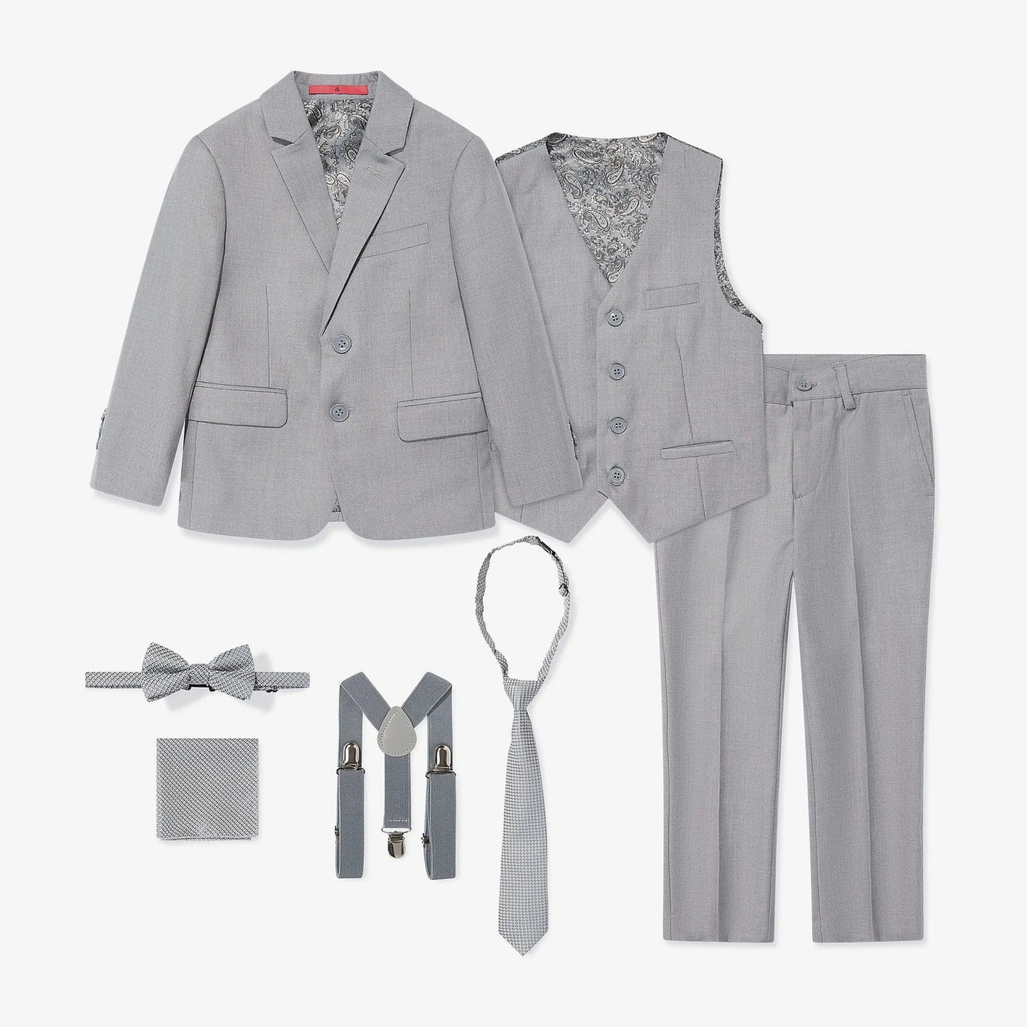 SUITLAB London Boys Light Grey 7 Piece Suit Set | Ages 2–14 | UK - QHA UK