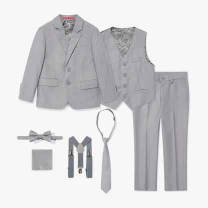 SUITLAB London Boys Light Grey 7 Piece Suit Set | Ages 2–14 | UK - QHA UK