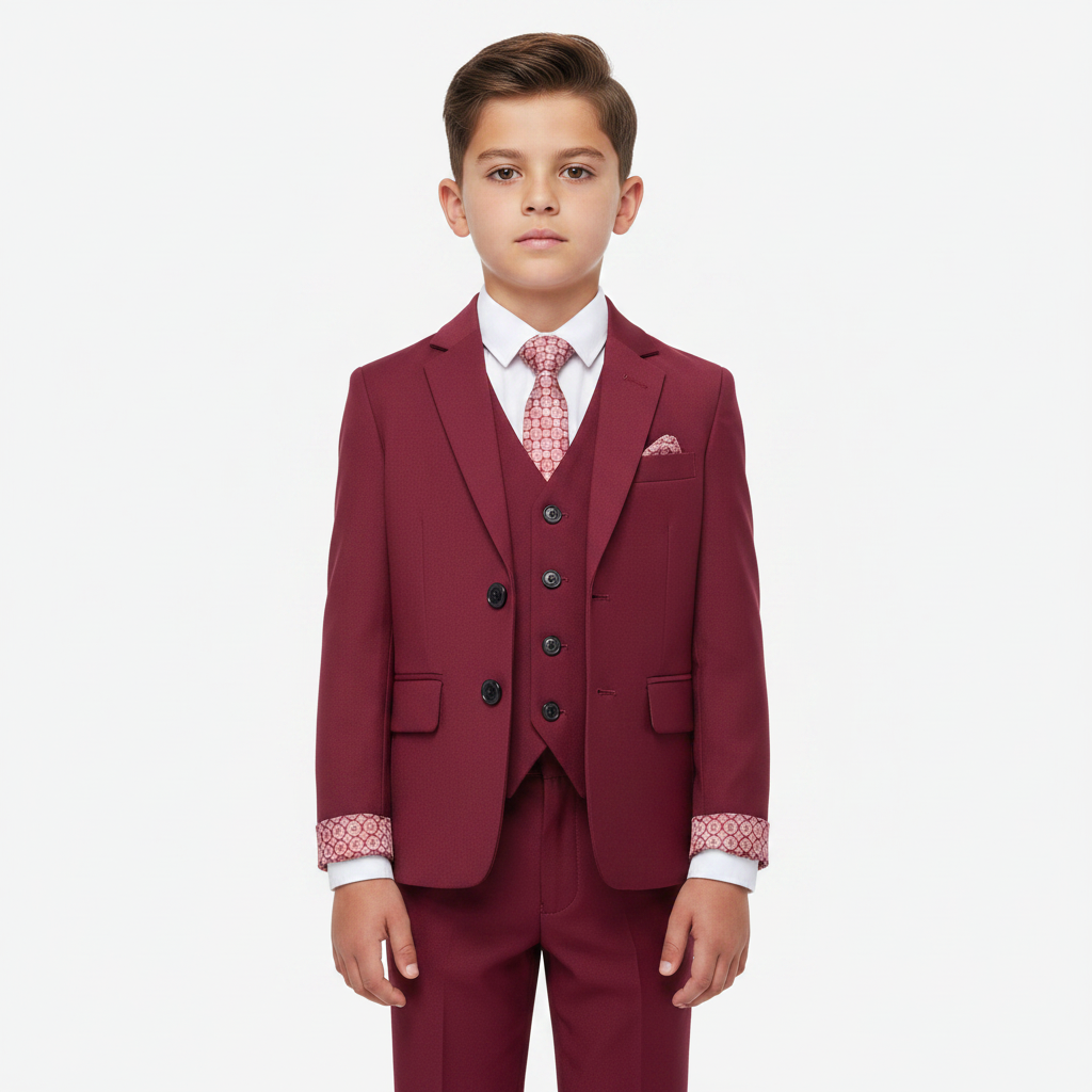 SUITLAB London Boys Burgundy 7 Piece Suit Set | Ages 2–14 | UK - QHA UK