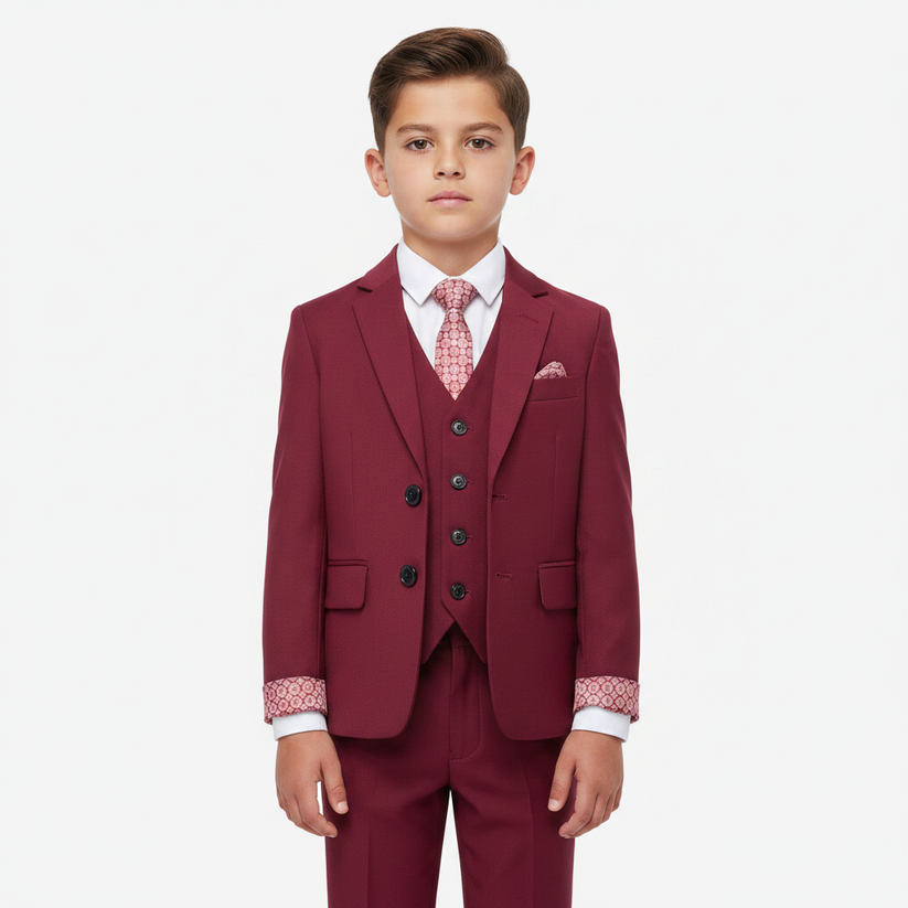 SUITLAB London Boys Burgundy 7 Piece Suit Set | Ages 2–14 | UK - QHA UK