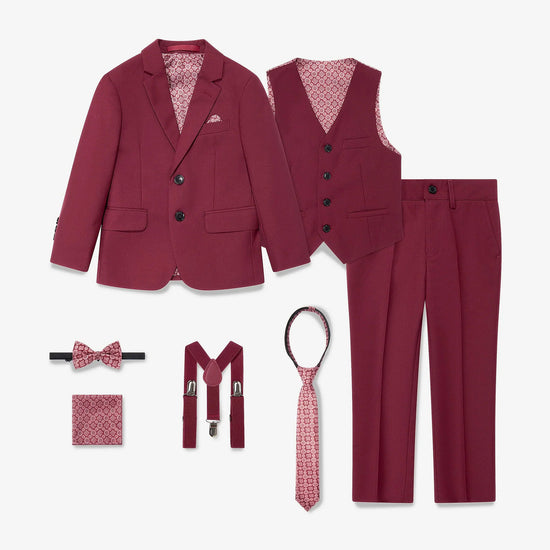 SUITLAB London Boys Burgundy 7 Piece Suit Set | Ages 2–14 | UK - QHA UK