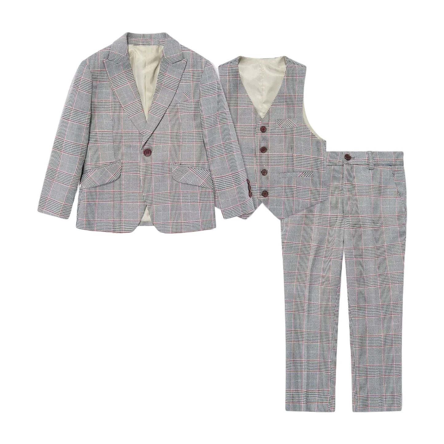 SUITLAB London Boys Grey Dogtooth 3 Piece Suit Set | Ages 2–12 | UK - QHA UK