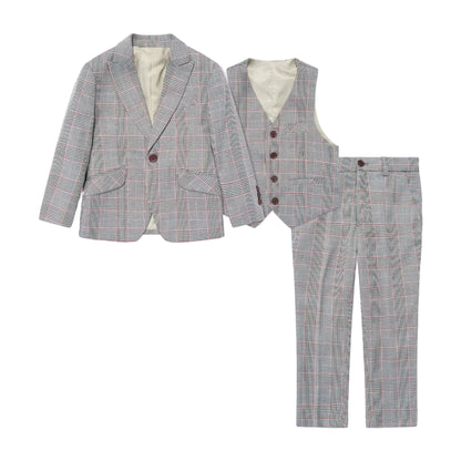 SUITLAB London Boys Grey Dogtooth 3 Piece Suit Set | Ages 2–12 | UK - QHA UK