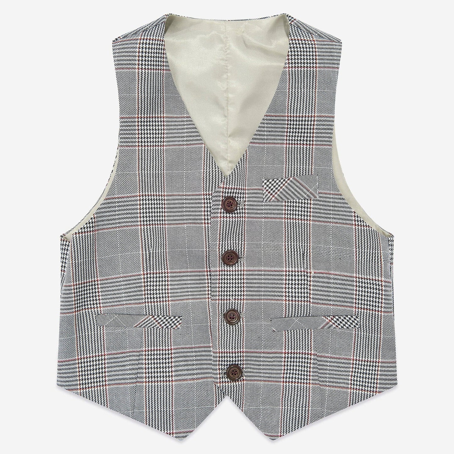 SUITLAB London Boys Grey Dogtooth 3 Piece Suit Set | Ages 2–12 | UK - Button Detail - QHA UK