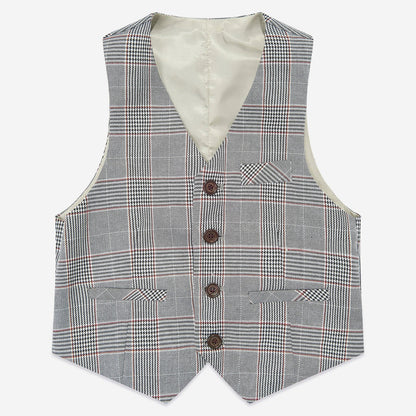 SUITLAB London Boys Grey Dogtooth 3 Piece Suit Set | Ages 2–12 | UK - Button Detail - QHA UK