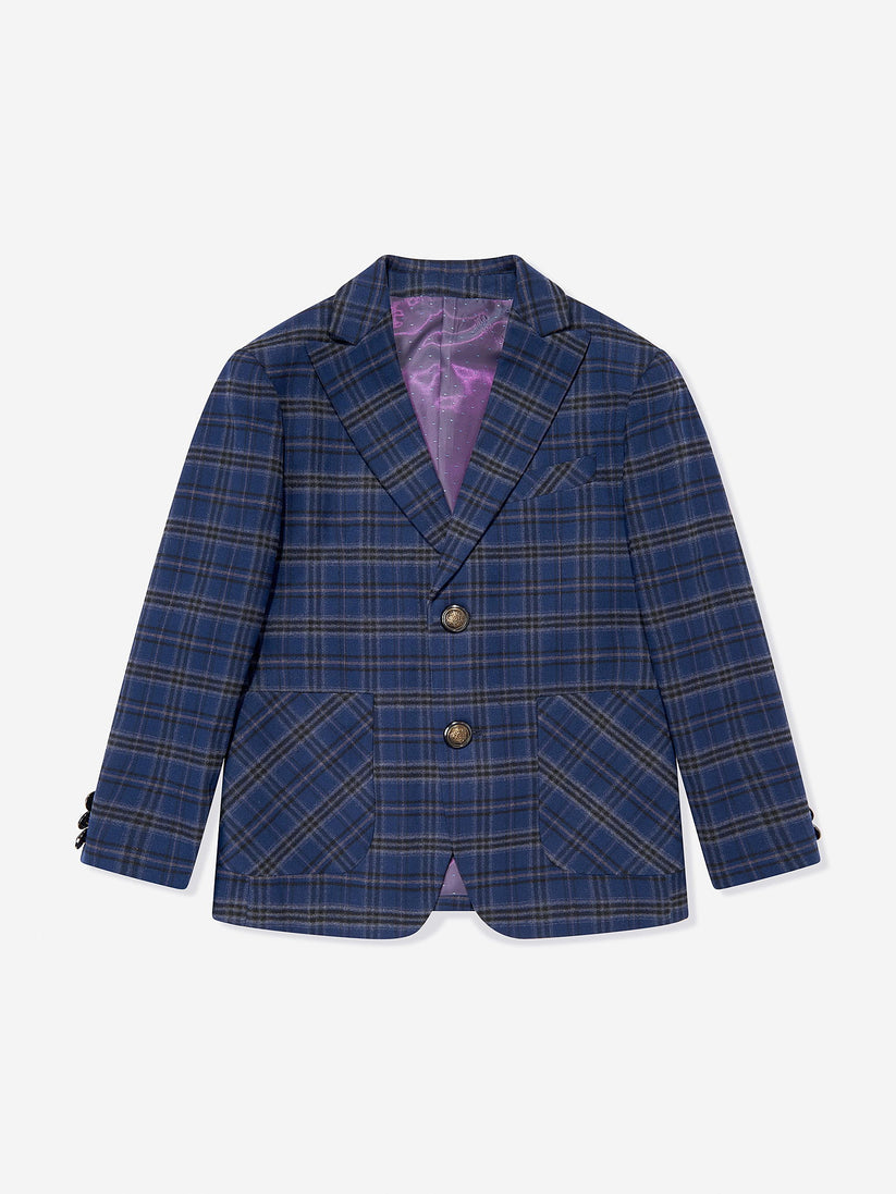 SUITLAB London Boys Navy Checked 3 Piece Suit Set | Ages 2–12 | UK - QHA UK