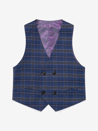 SUITLAB London Boys Navy Checked 3 Piece Suit Set | Ages 2–12 | UK - QHA UK