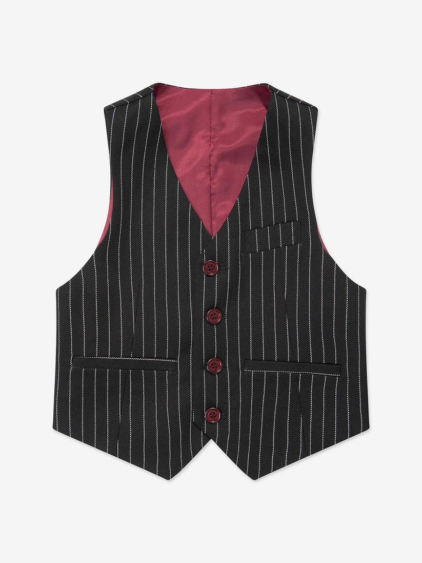 SUITLAB London Boys Black Striped 3 Piece Tuxedo Set | Ages 2–12 | UK - QHA UK