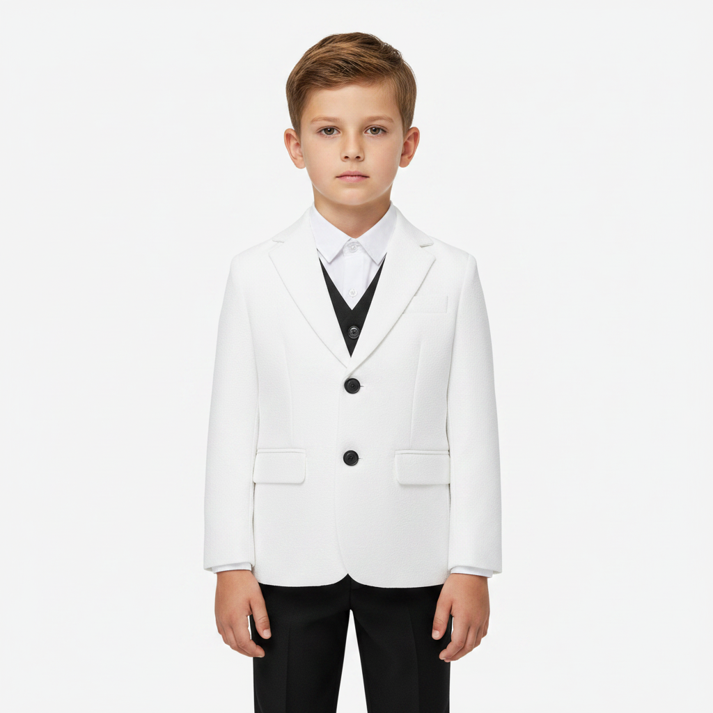 SUITLAB London Boys White Tuxedo 3 Piece Suit Set | Ages 2–12 | UK - QHA UK