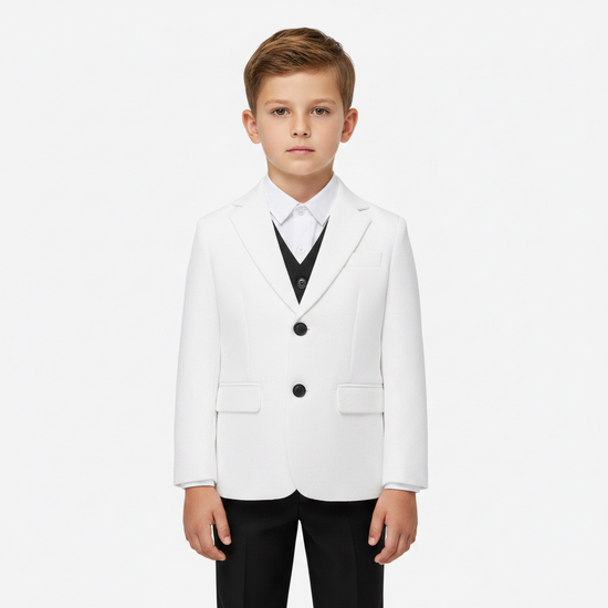 SUITLAB London Boys White Tuxedo 3 Piece Suit Set | Ages 2–12 | UK - QHA UK