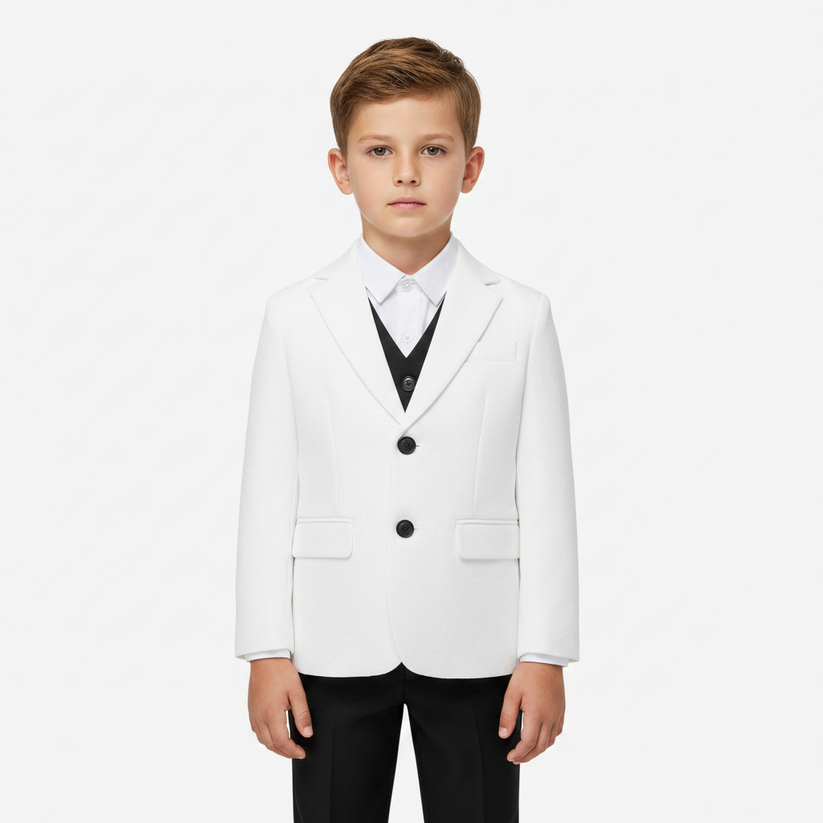 SUITLAB London Boys White Tuxedo 3 Piece Suit Set | Ages 2–12 | UK - QHA UK