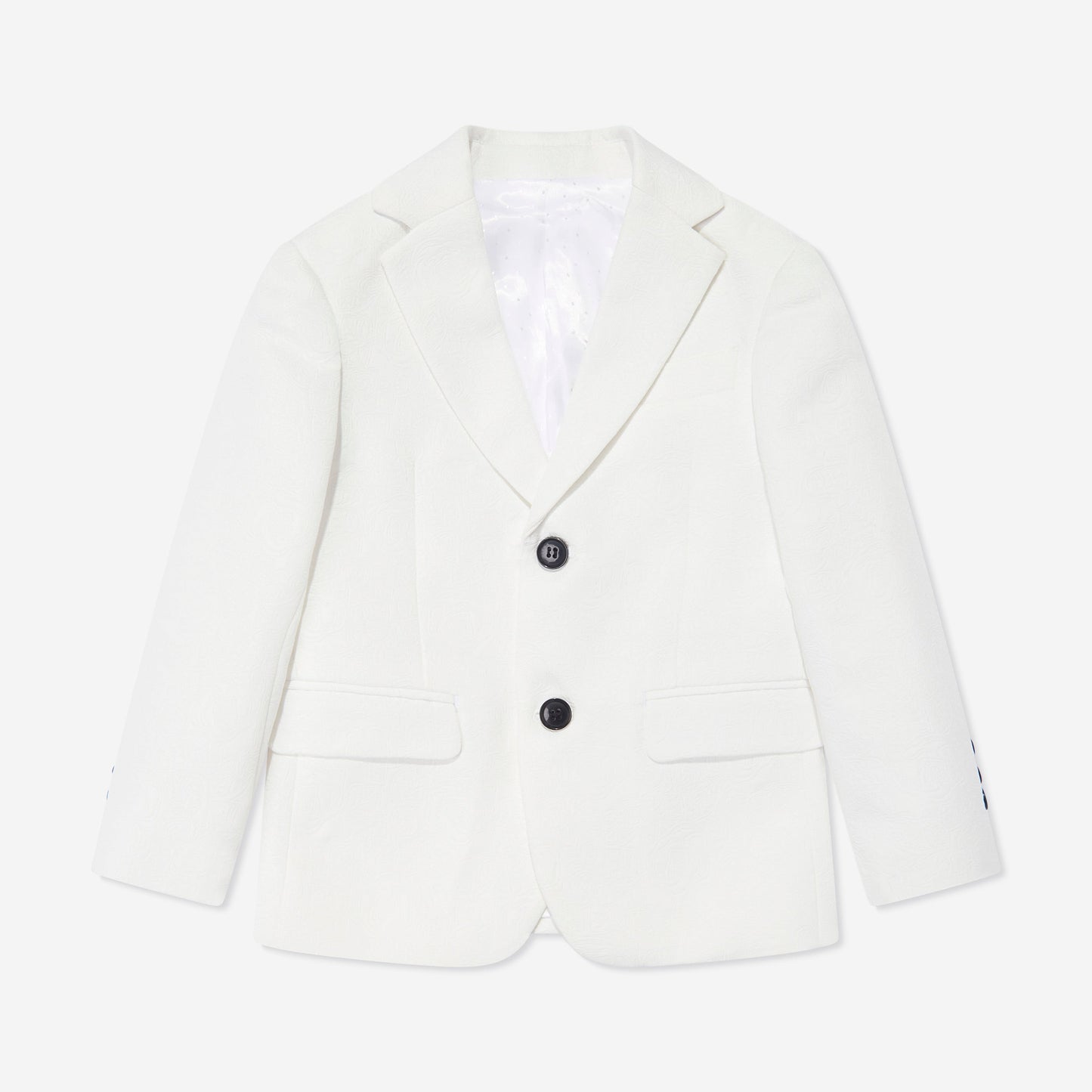 SUITLAB London Boys White Tuxedo 3 Piece Suit Set | Ages 2–12 | UK - Button Detail - QHA UK