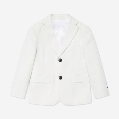 SUITLAB London Boys White Tuxedo 3 Piece Suit Set | Ages 2–12 | UK - Button Detail - QHA UK