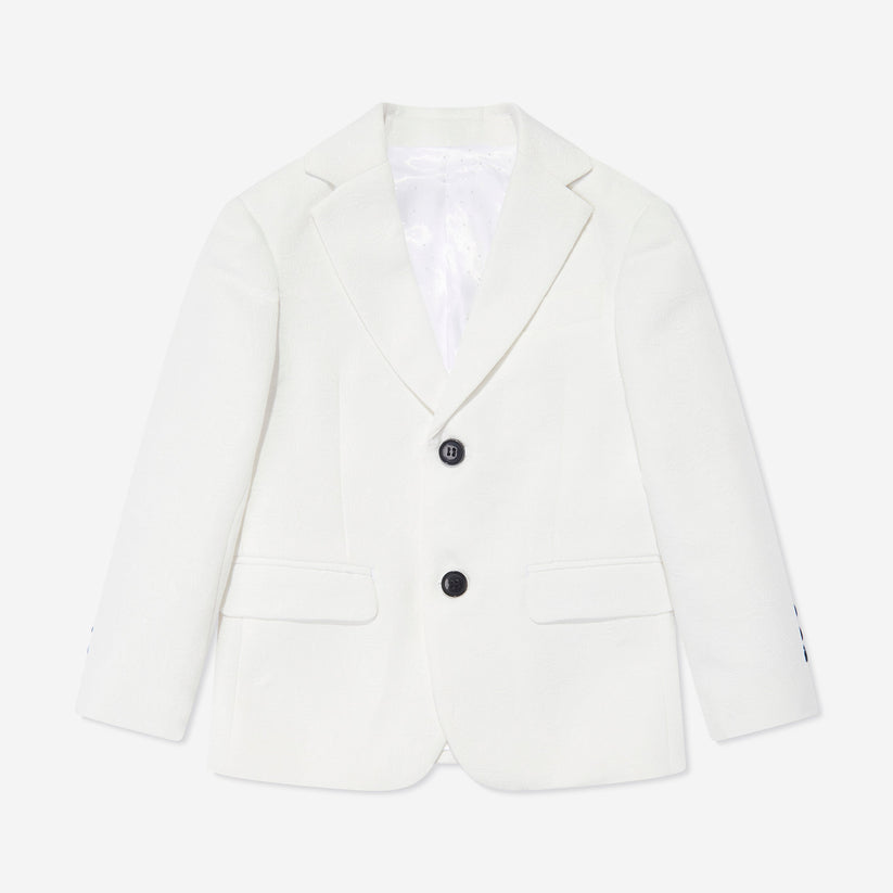 SUITLAB London Boys White Tuxedo 3 Piece Suit Set | Ages 2–12 | UK - Button Detail - QHA UK