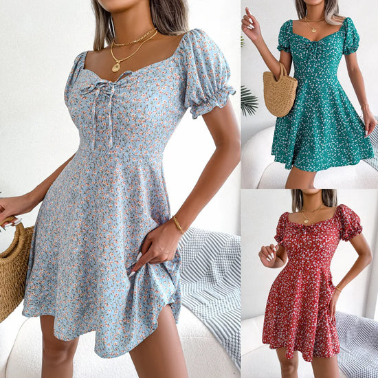 Womens Floral Chiffon Butterfly Sleeve Mini Dress S XL | QHAUK - QHA UK