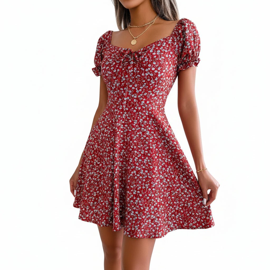 Womens Floral Chiffon Butterfly Sleeve Mini Dress S XL | QHAUK - Sleeve Detail - QHA UK