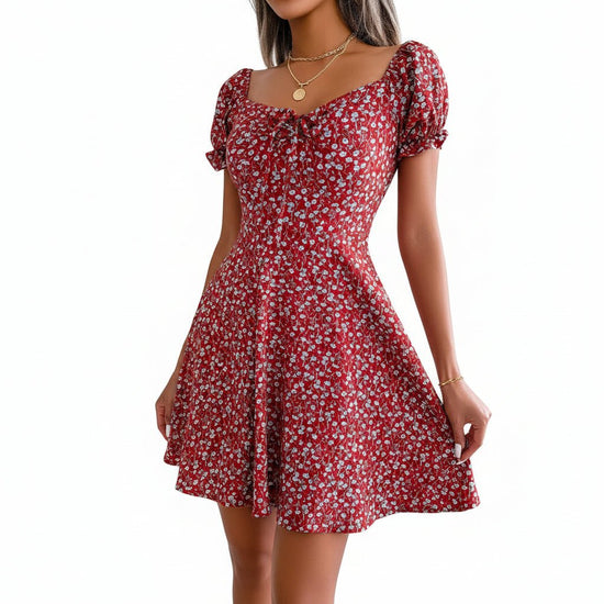 Womens Floral Chiffon Butterfly Sleeve Mini Dress S XL | QHAUK - Sleeve Detail - QHA UK