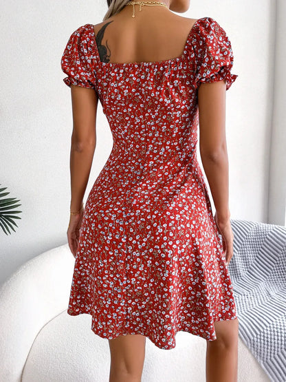 Womens Floral Chiffon Butterfly Sleeve Mini Dress S XL | QHAUK - Sleeve Detail - QHA UK