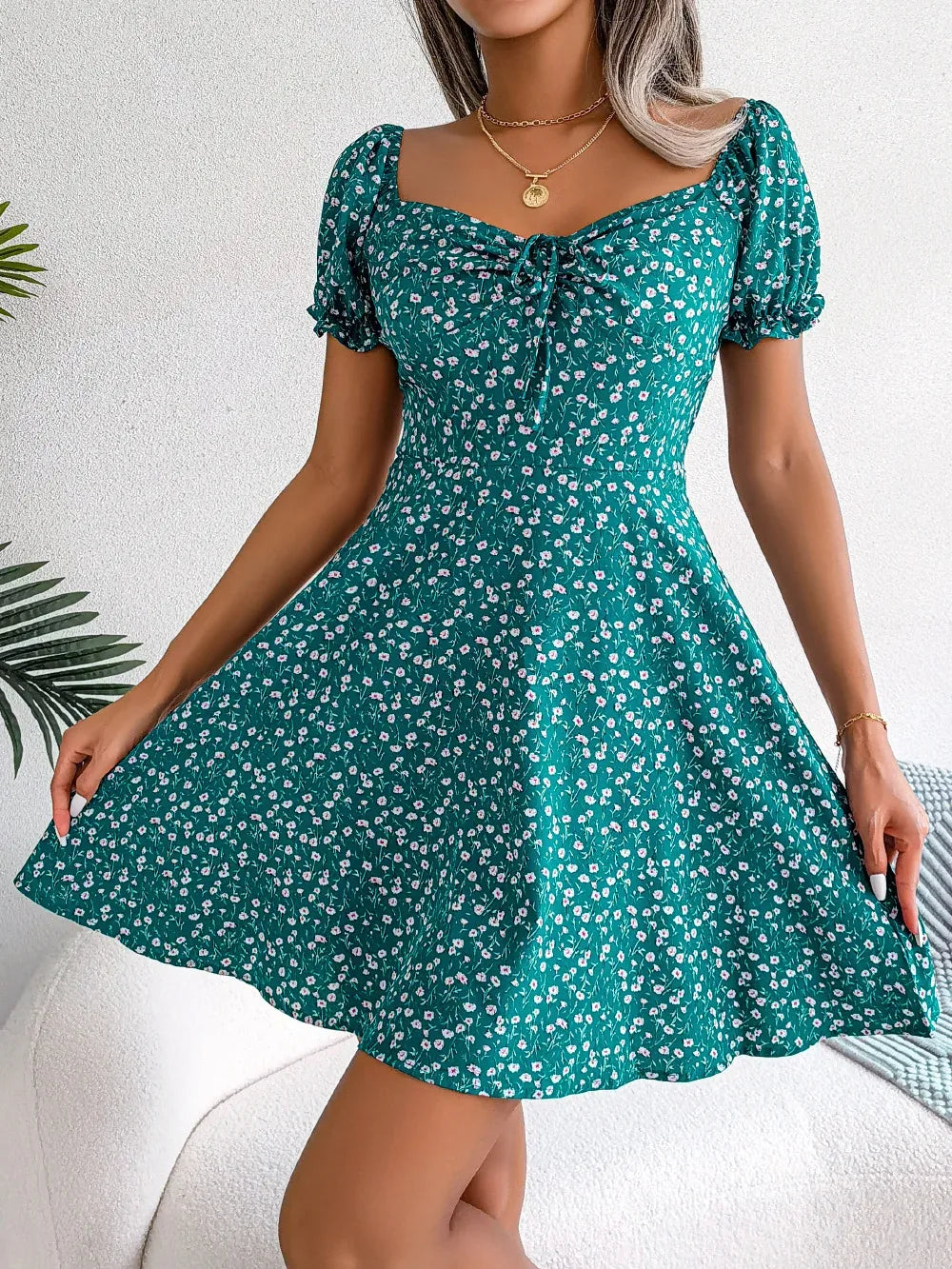 Womens Floral Chiffon Butterfly Sleeve Mini Dress S XL | QHAUK - Sleeve Detail - QHA UK
