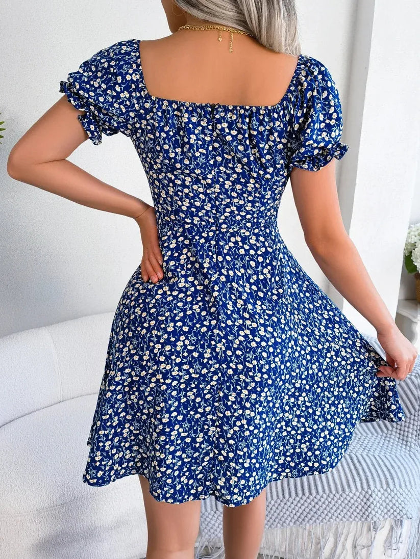 Womens Floral Chiffon Butterfly Sleeve Mini Dress S XL | QHAUK - Sleeve Detail - QHA UK