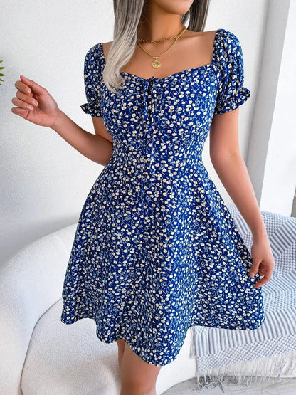 Womens Floral Chiffon Butterfly Sleeve Mini Dress S XL | QHAUK - Sleeve Detail - QHA UK