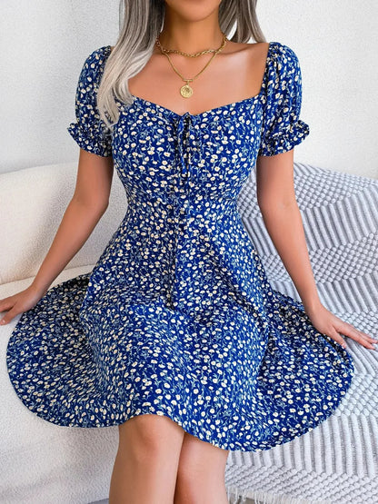 Womens Floral Chiffon Butterfly Sleeve Mini Dress S XL | QHAUK - Sleeve Detail - QHA UK