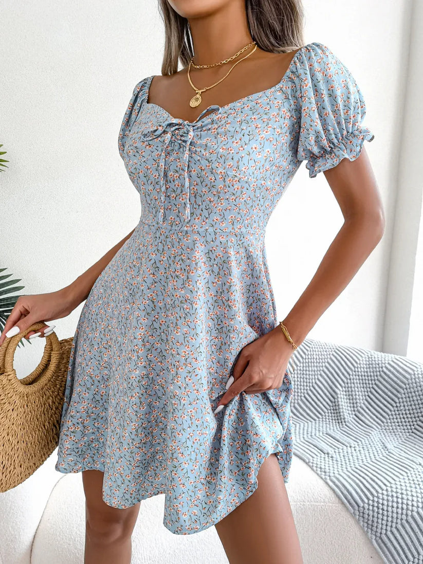 Womens Floral Chiffon Butterfly Sleeve Mini Dress S XL | QHAUK - Sleeve Detail - QHA UK