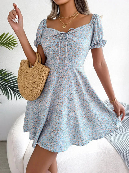 Womens Floral Chiffon Butterfly Sleeve Mini Dress S XL | QHAUK - Sleeve Detail - QHA UK