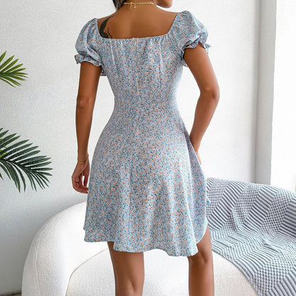 Womens Floral Chiffon Butterfly Sleeve Mini Dress S XL | QHAUK - Sleeve Detail - QHA UK