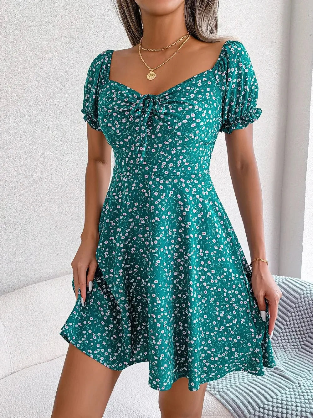 Womens Floral Chiffon Butterfly Sleeve Mini Dress S XL | QHAUK - Sleeve Detail - QHA UK