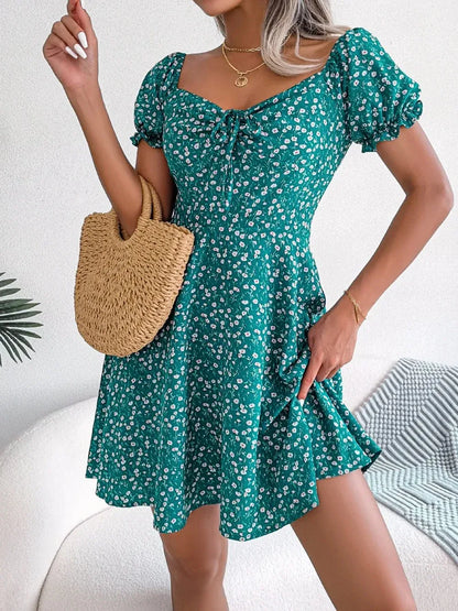 Womens Floral Chiffon Butterfly Sleeve Mini Dress S XL | QHAUK - Sleeve Detail - QHA UK