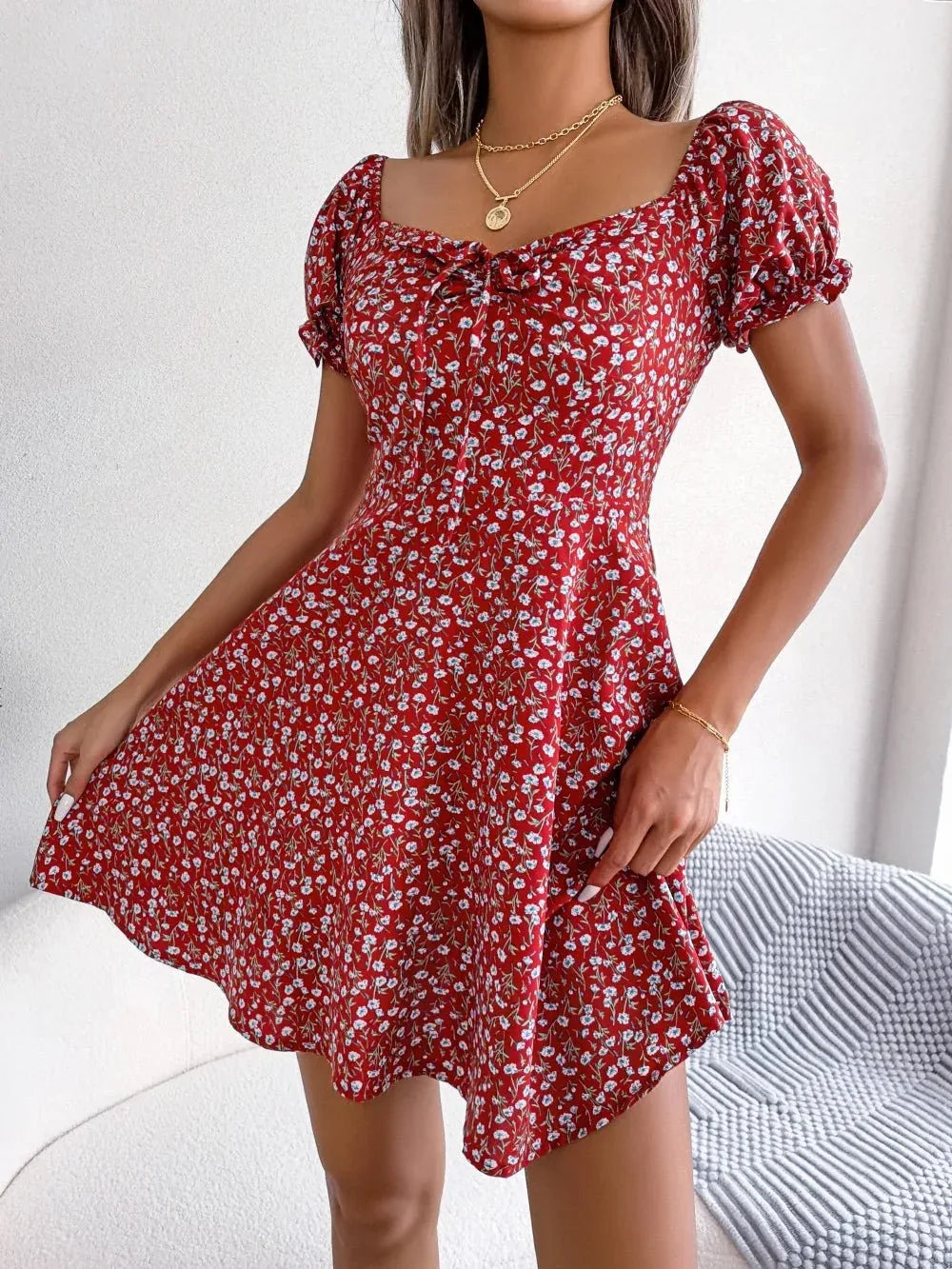 Womens Floral Chiffon Butterfly Sleeve Mini Dress S XL | QHAUK - Sleeve Detail - QHA UK