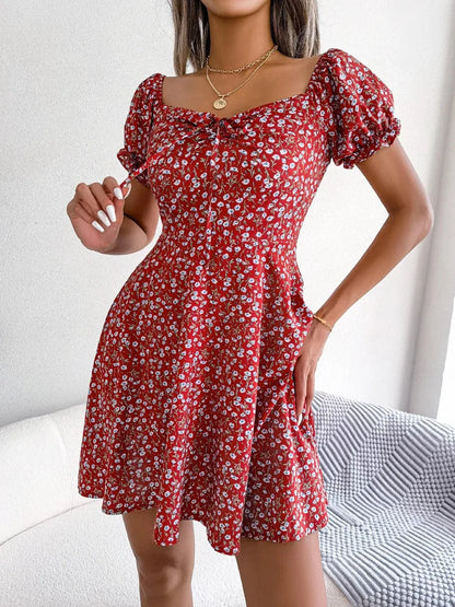 Womens Floral Chiffon Butterfly Sleeve Mini Dress S XL | QHAUK - Sleeve Detail - QHA UK