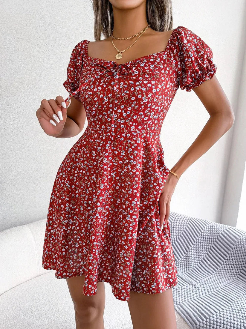 Womens Floral Chiffon Butterfly Sleeve Mini Dress S XL | QHAUK - Sleeve Detail - QHA UK