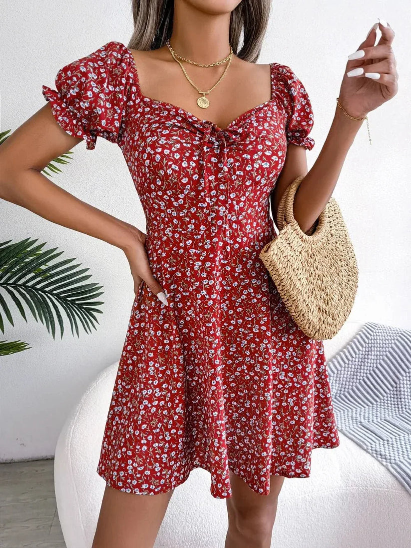 Womens Floral Chiffon Butterfly Sleeve Mini Dress S XL | QHAUK - Sleeve Detail - QHA UK