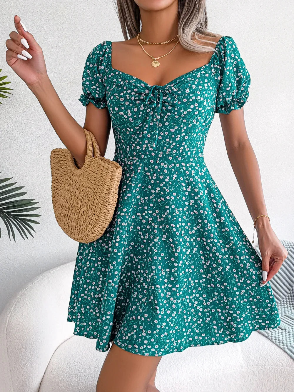 Womens Floral Chiffon Butterfly Sleeve Mini Dress S XL | QHAUK - Sleeve Detail - QHA UK