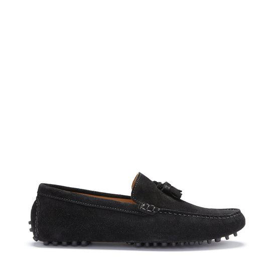 Hugs & Co Mens Tasselled Driving Loafers Black Suede UK 7-14 - QHA UK