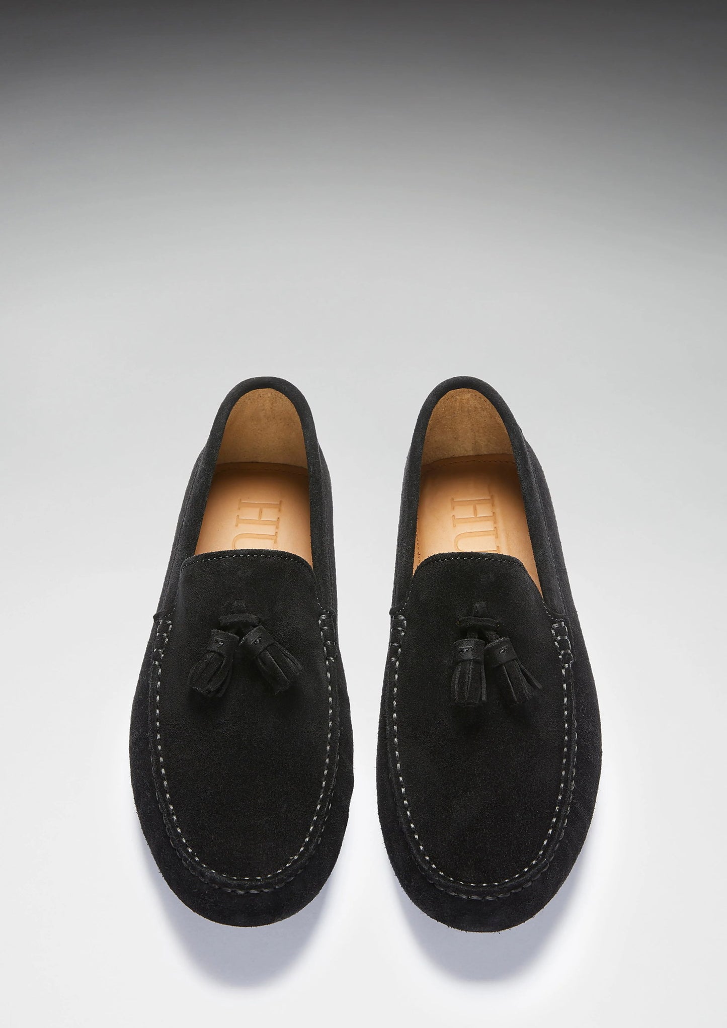 Hugs & Co Mens Tasselled Driving Loafers Black Suede UK 7-14 - QHA UK