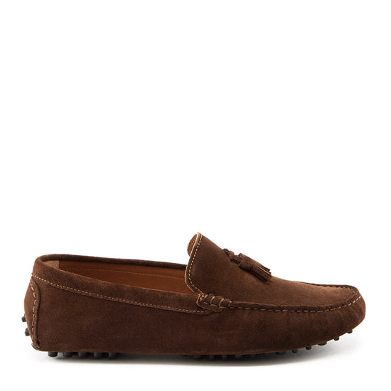 Hugs & Co Mens Tasselled Driving Loafers Brown Suede UK 7-14 - QHA UK