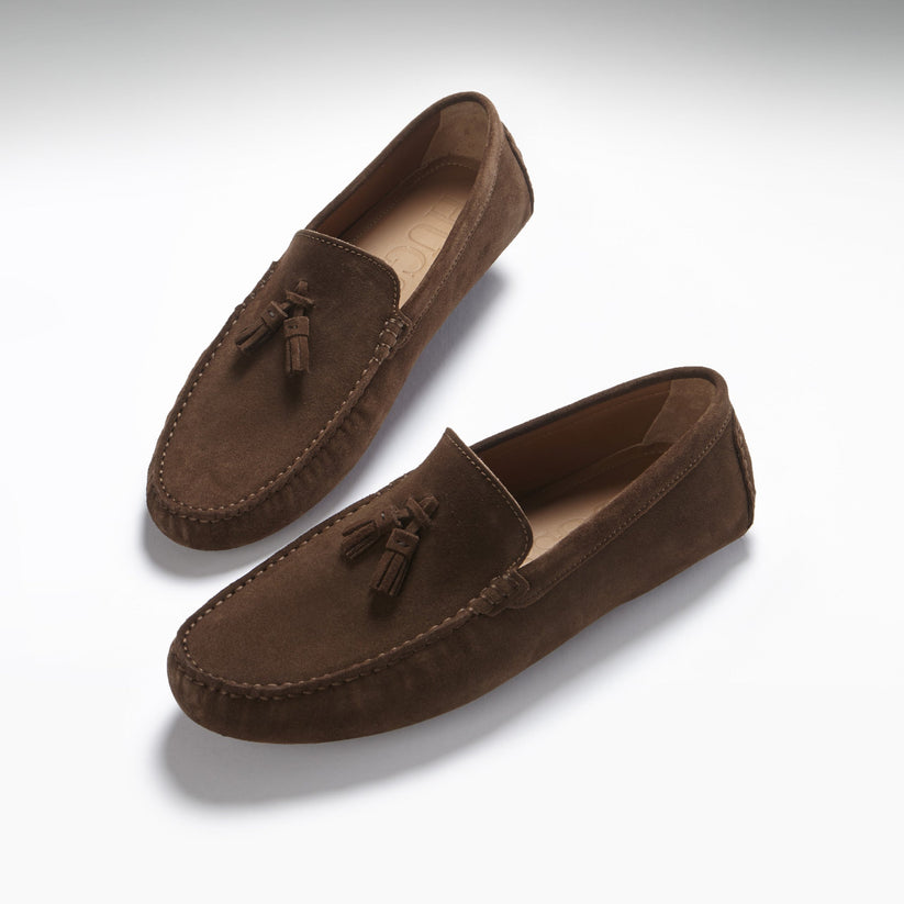 Hugs & Co Mens Tasselled Driving Loafers Brown Suede UK 7-14 - QHA UK