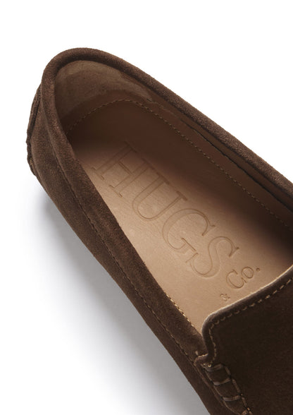 Hugs & Co Mens Tasselled Driving Loafers Brown Suede UK 7-14 - QHA UK