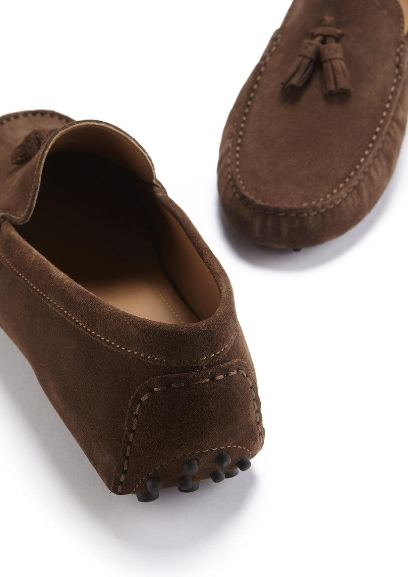 Hugs & Co Mens Tasselled Driving Loafers Brown Suede UK 7-14 - QHA UK