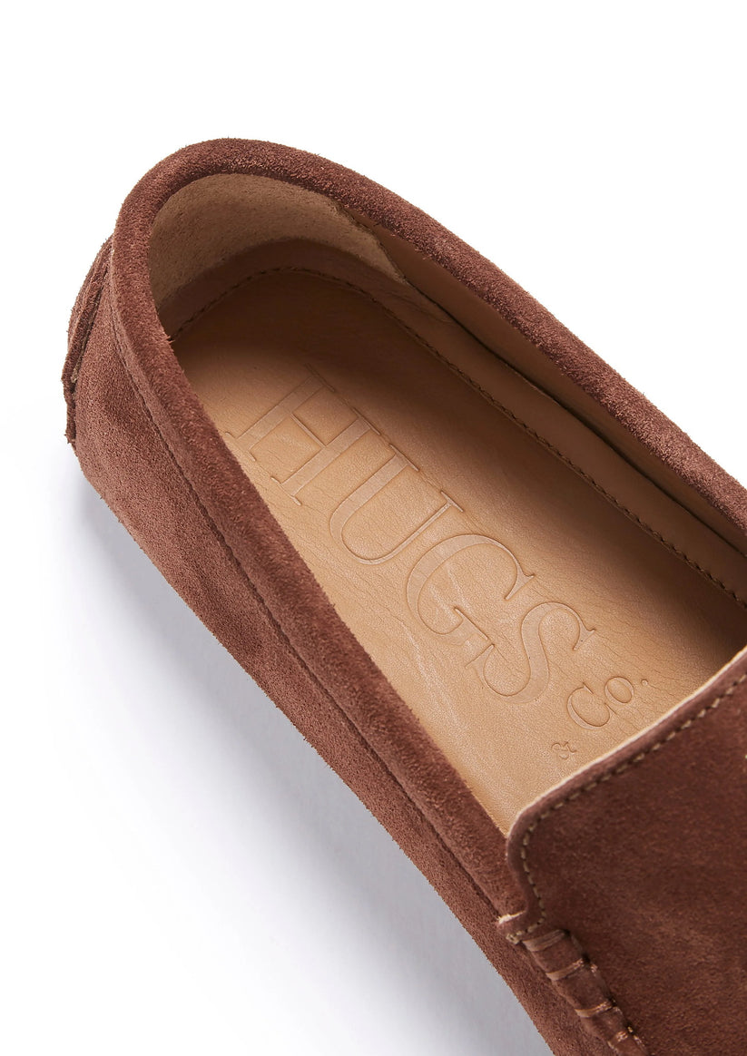 Hugs & Co Mens Tasselled Driving Loafers Mahogany Brown Suede UK 7-14 - QHA UK