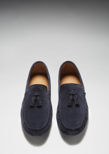 Hugs & Co Mens Tasselled Driving Loafers Navy Blue Suede UK 7-14 - QHA UK
