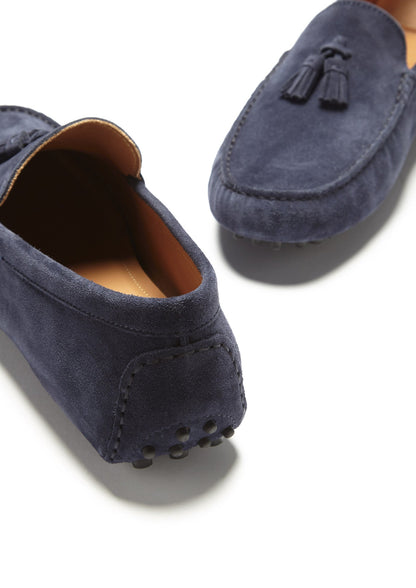 Hugs & Co Mens Tasselled Driving Loafers Navy Blue Suede UK 7-14 - QHA UK
